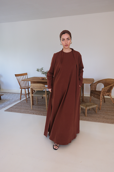 Rust Plum Cotton Maxi Dress Set