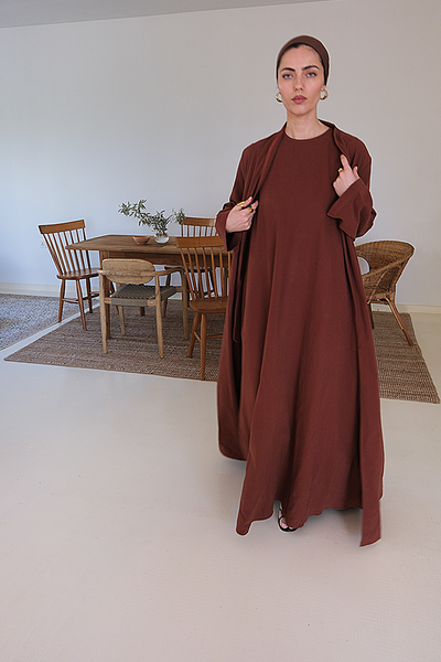 Rust Plum Cotton Maxi Dress Set