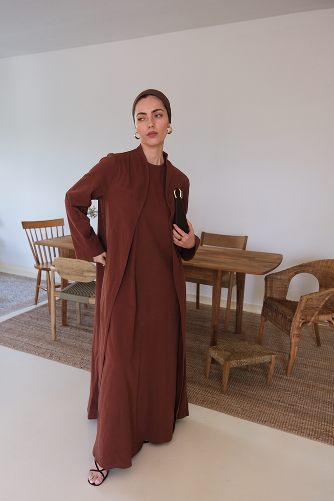 Rust Plum Cotton Maxi Dress Set