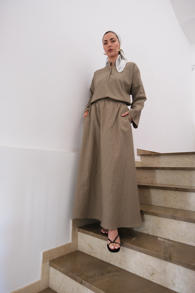 Suna Linen Wide Sleeve Set