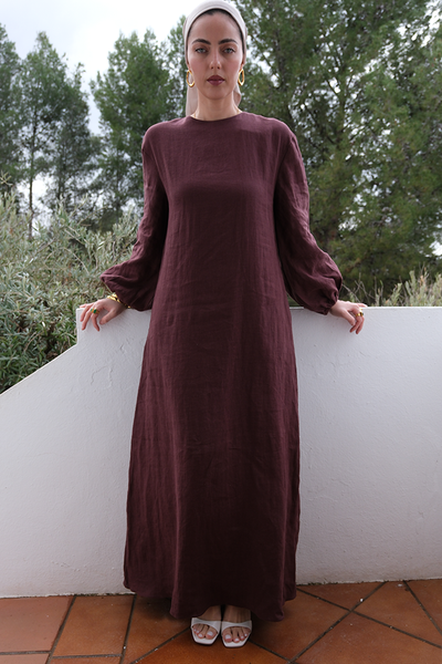 Purple Linen Maxi Dress