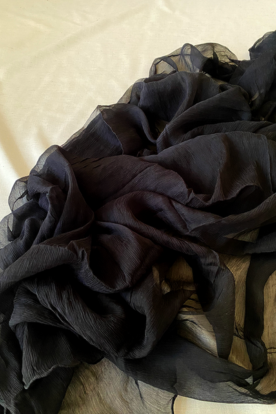 Black Crinkled Silk Chiffon Hijab