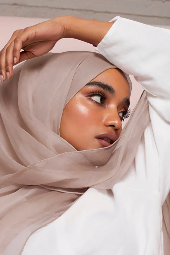 Cappuccino Crinkled Silk Chiffon Hijab