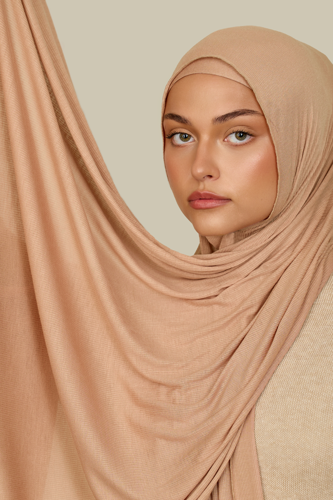 Warm Blush Ribbed Bamboo Jersey Hijab