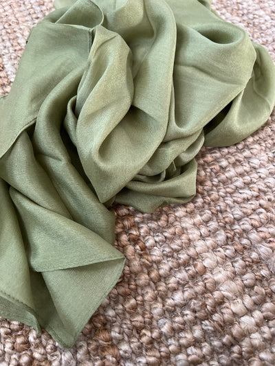 Moss Green Silk Crepe Hijab