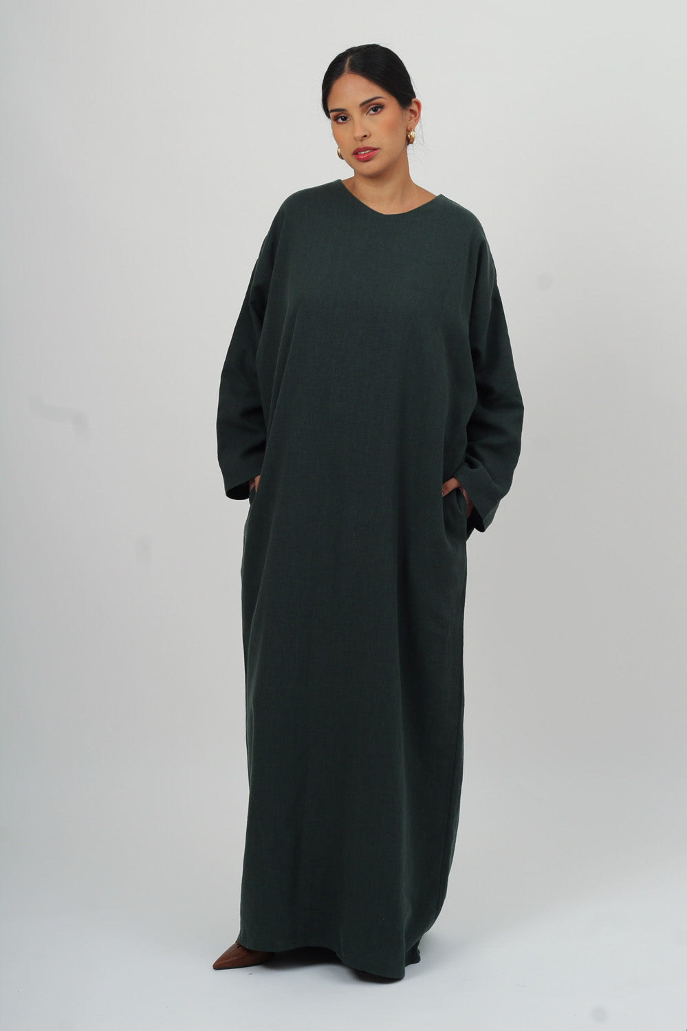 Emerald Ramie Cotton Kaftan Maxi