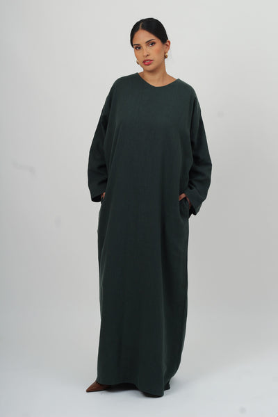 Emerald Ramie Cotton Kaftan Maxi