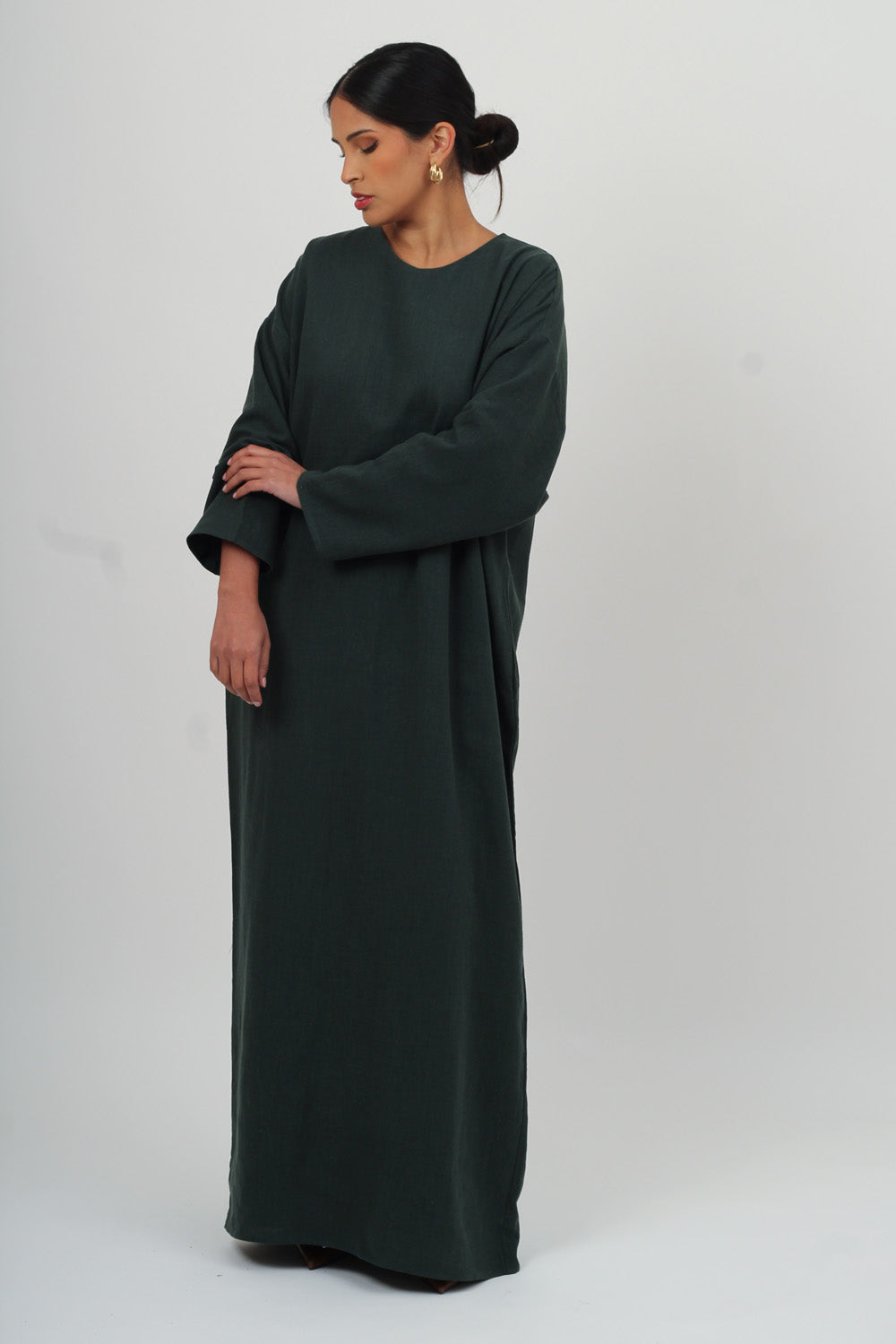 Emerald Ramie Cotton Kaftan Maxi