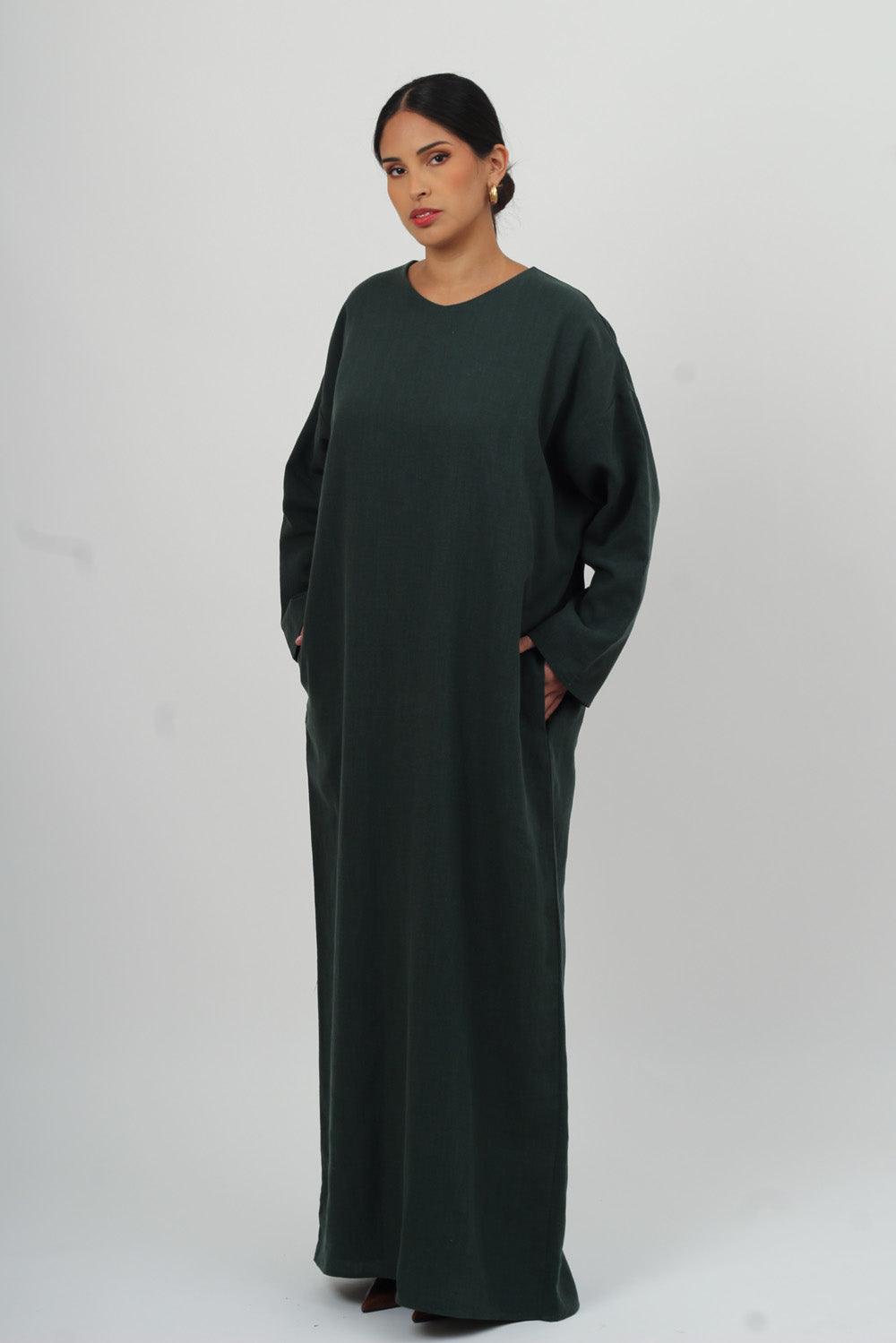 Emerald Ramie Cotton Kaftan Maxi