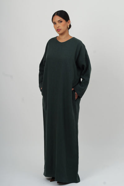Emerald Ramie Cotton Kaftan Maxi