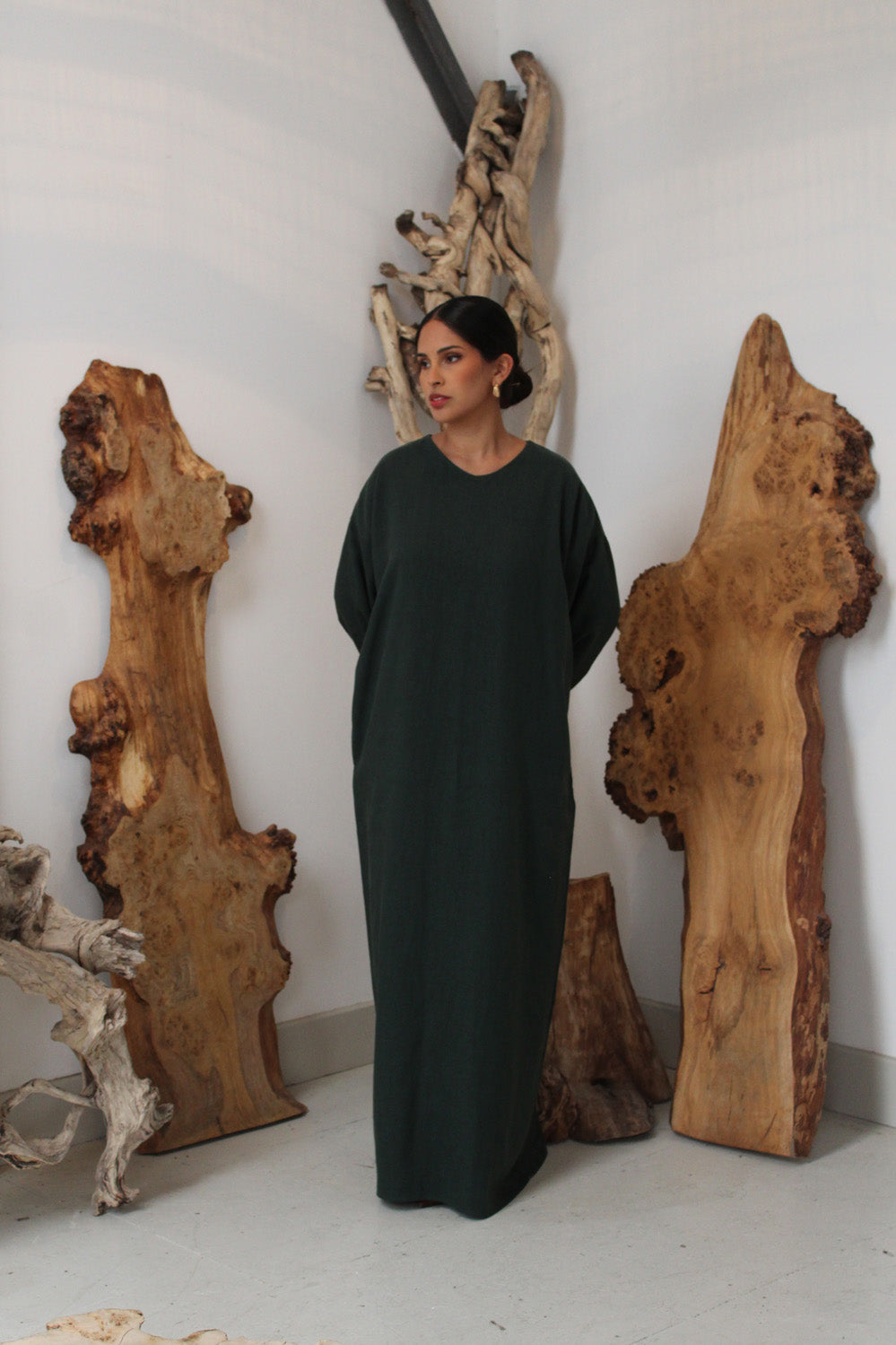 Emerald Ramie Cotton Kaftan Maxi