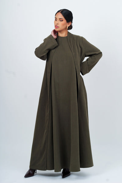 Olive Maxi Dress and Outer Set