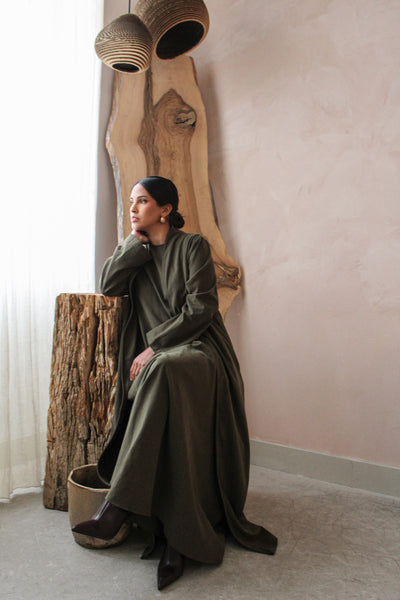 Olive Maxi Dress and Outer Set