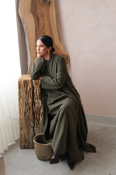 Olive Maxi Dress and Outer Set