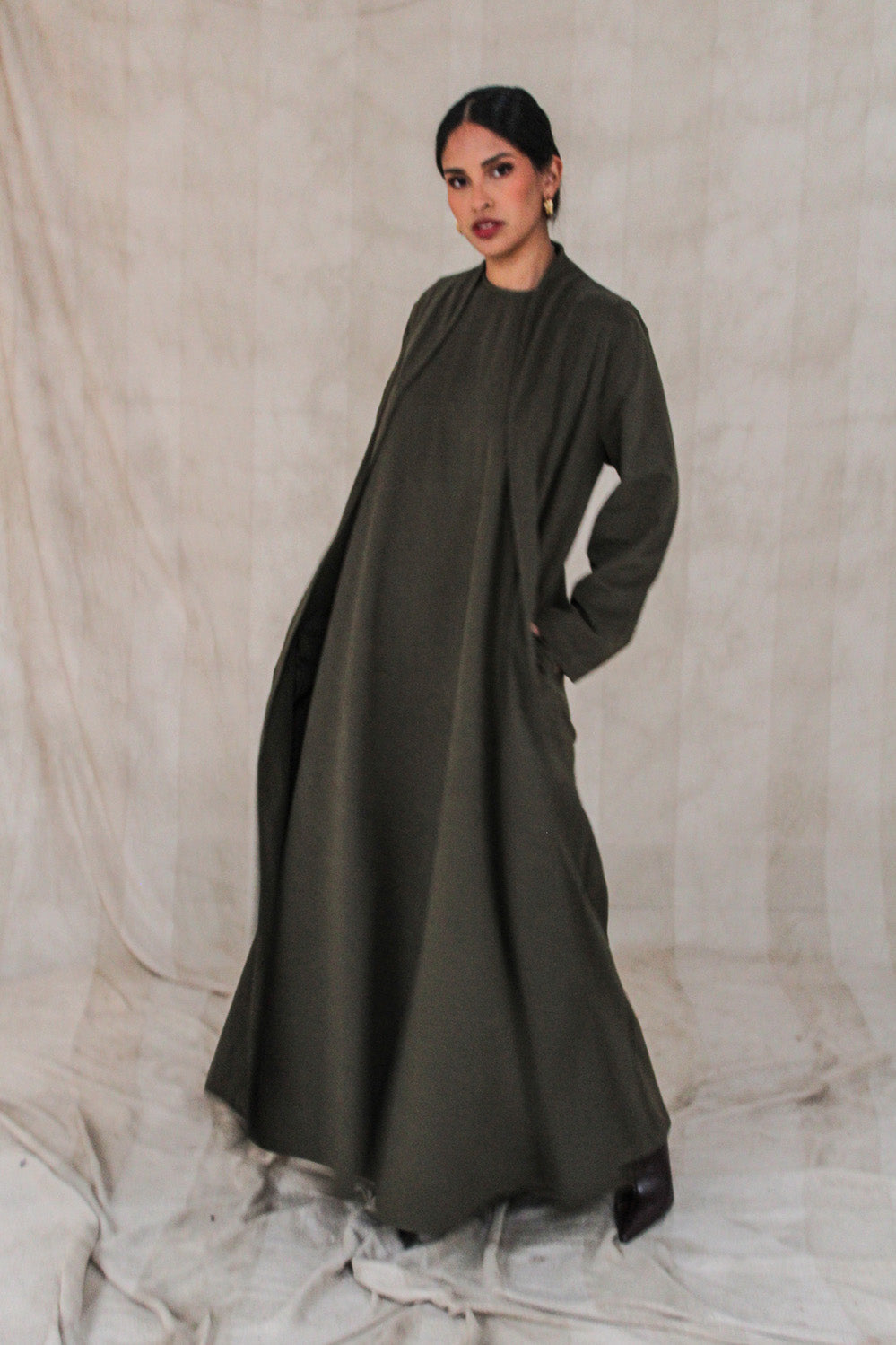 Olive Maxi Dress and Outer Set