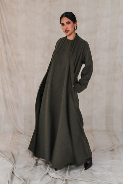 Olive Maxi Dress and Outer Set