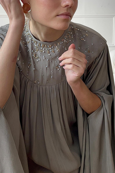 Grey Embellished Gown