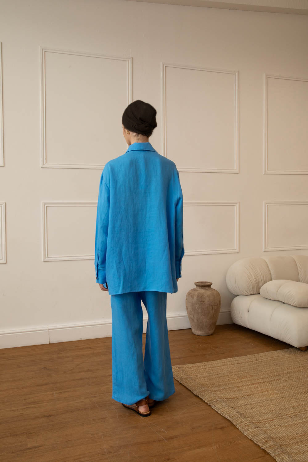 Cobalt Blue Ramie Tencel Shirt & Trouser Set