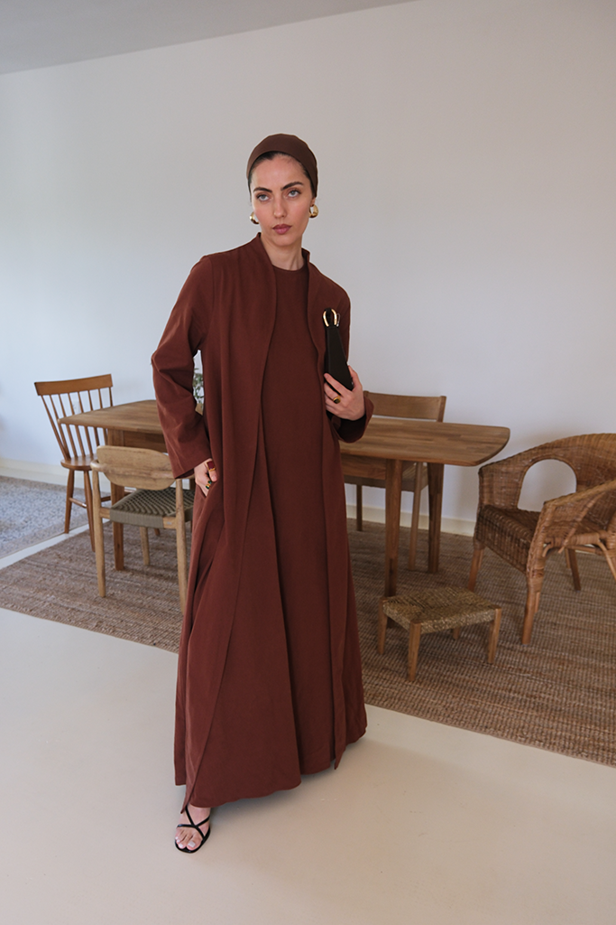 Rust Plum Cotton Maxi Dress Set