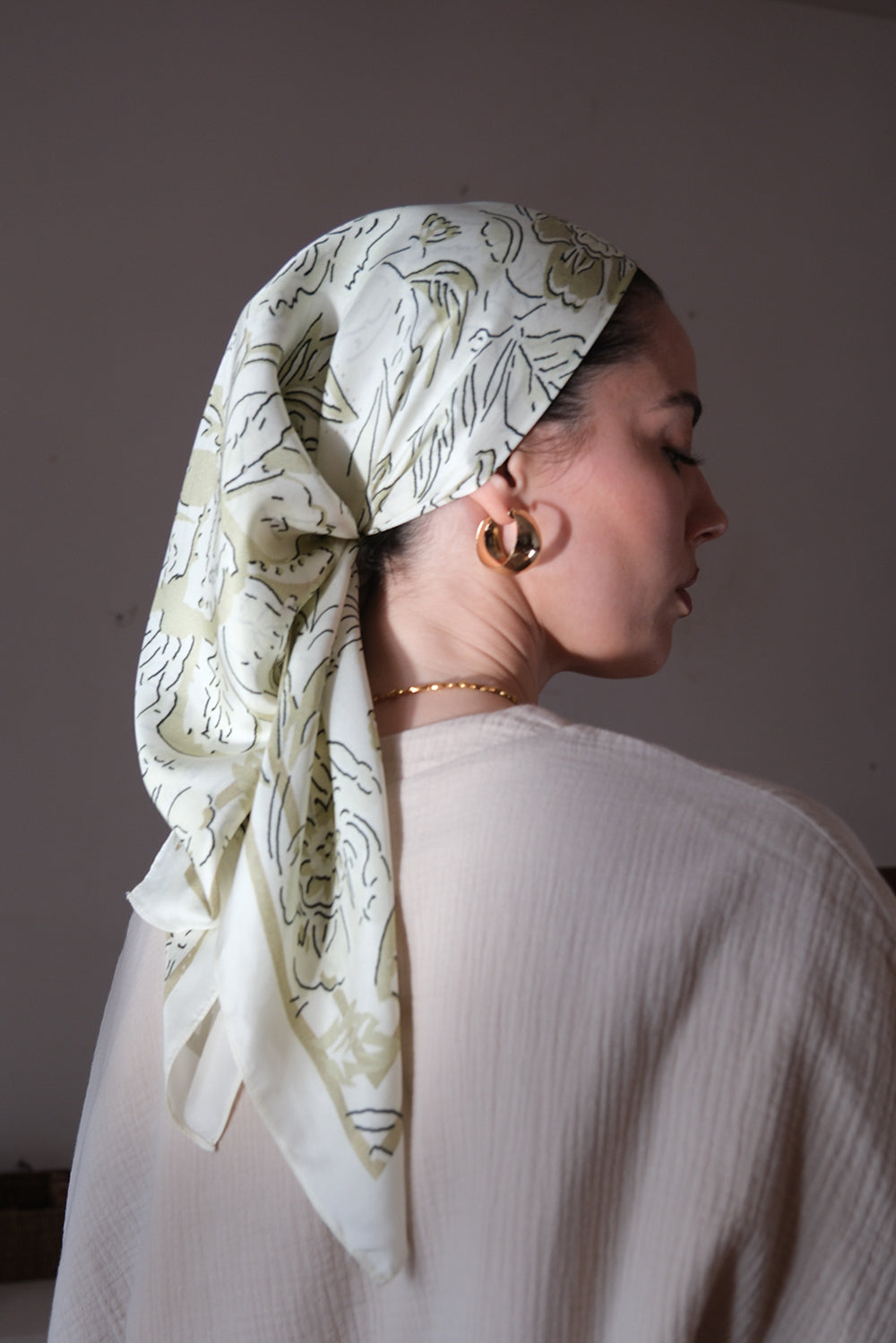 Green Botanical Square Scarf (Pre-order)